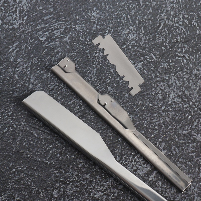 Опасная бритва, шаветт, без лезвия, 24 &times; 2,5 &times; 1,3 см, пластиковая, цвет белый/серебристый