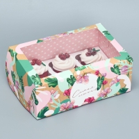 Коробка для капкейков, кондитерская упаковка двухсторонняя, 6 ячеек &laquo;Самая нежная&raquo;, 25 х 17 х 10 см