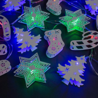 Гирлянда &laquo;Нить&raquo; 4 м с насадками &laquo;Новогодняя сказка&raquo;, IP20, прозрачная нить, 20 LED, свечение мульти, 8 режимов, 220 В