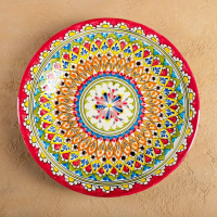 Тарелка Риштанская Керамика "Узоры", 28 см, разноцветная микс Тарелка Риштанская Керамика "Узоры", 28 см, разноцветная микс