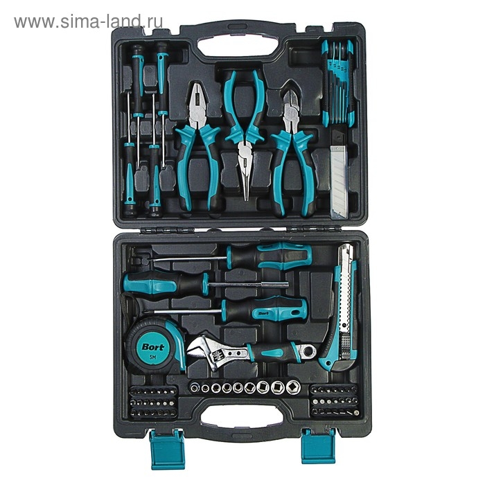 Набор ручного инструмента Bort BTK-82, сталь CrV, 82 предмета в чемодане Набор ручного инструмента Bort BTK-82, сталь CrV, 82 предмета в чемодане