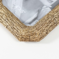 Фоторамка полистоун 10х15 см "Кора дерева" скошенные углы золото 14,3х18,8 см