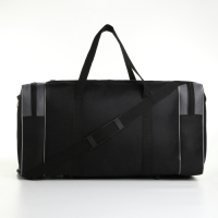 Сумка спортивная мужская на молнии, 3 наружных кармана, большой размер, цвет чёрный/серый