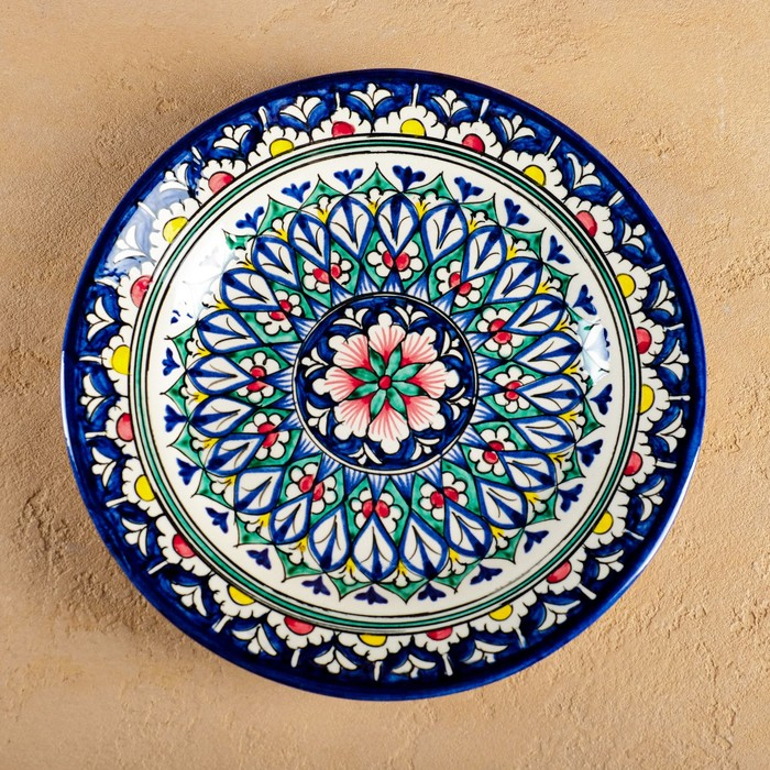 Тарелка Риштанская Керамика Тарелка Риштанская Керамика "Цветы", 23 см, синий