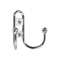 Крючок мебельный ТУНДРА TKD017, двухрожковый, хром Крючок мебельный ТУНДРА TKD017, двухрожковый, хром
