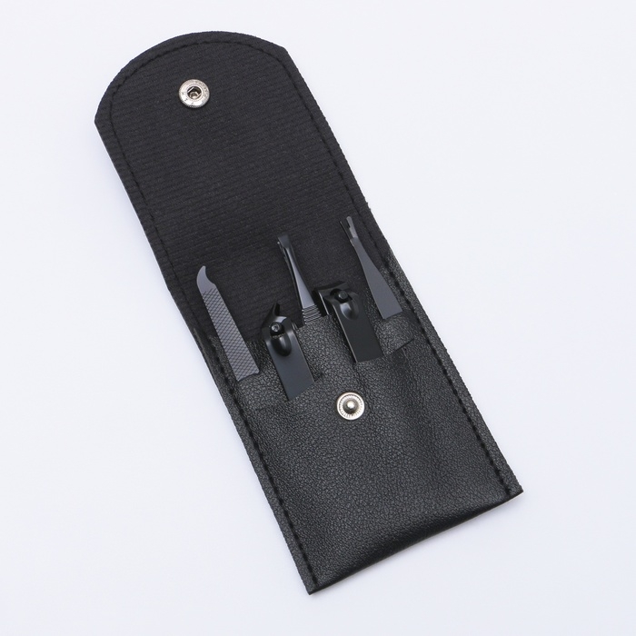 Набор маникюрный, 5 предметов, в футляре, цвет чёрный Набор маникюрный, 5 предметов, в футляре, цвет чёрный