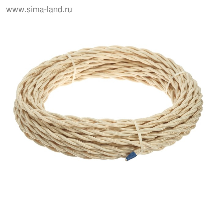 Ретро провод ПуГВсн Luazon Lighting "Винтаж", 20 м, 2х1.5 мм2, цвет песочное золото