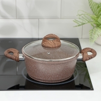 Кастрюля Доляна &laquo;Брауни&raquo;, 2 л, d=20 см, h=9 см, стеклянная крышка, антипригарное покрытие, индукция