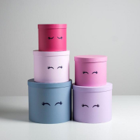 Набор шляпных коробок для цветов 5 в 1, упаковка подарочная, &laquo;Глазки&raquo;, 14 х 13 см - 22 х 19,5 см