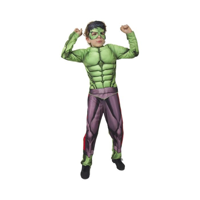 Карнавальный костюм &laquo;Халк&raquo; с мускулами, текстиль, куртка, брюки, маска, р. 30, рост 116 см