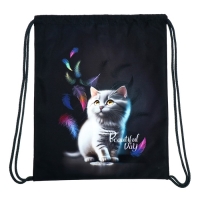 Мешок для обуви 435 х 360 мм, Stavia (плотность 600D с водоотталкивающей ПУ-пропиткой) "Кот и перья"