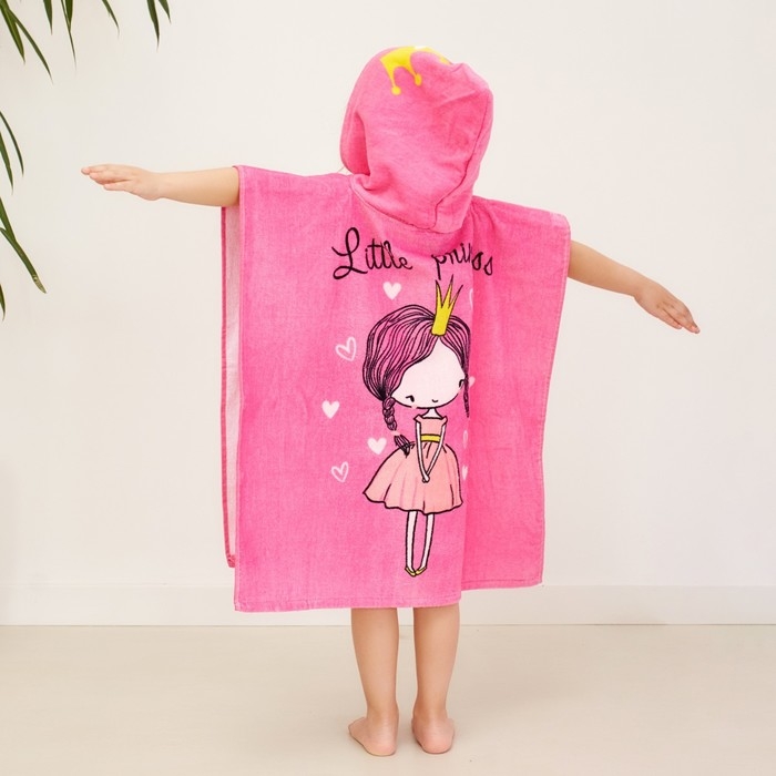 Полотенце-пончо детское махровое Крошка Я Полотенце-пончо детское махровое Крошка Я "Принцесса", 60*120см, 100% хлопок, 300гр/м2