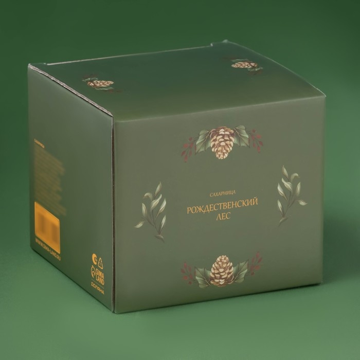 Сахарница новогодняя Доляна &laquo;Рождественский вечер&raquo;, 550 мл, керамика, цвет белый