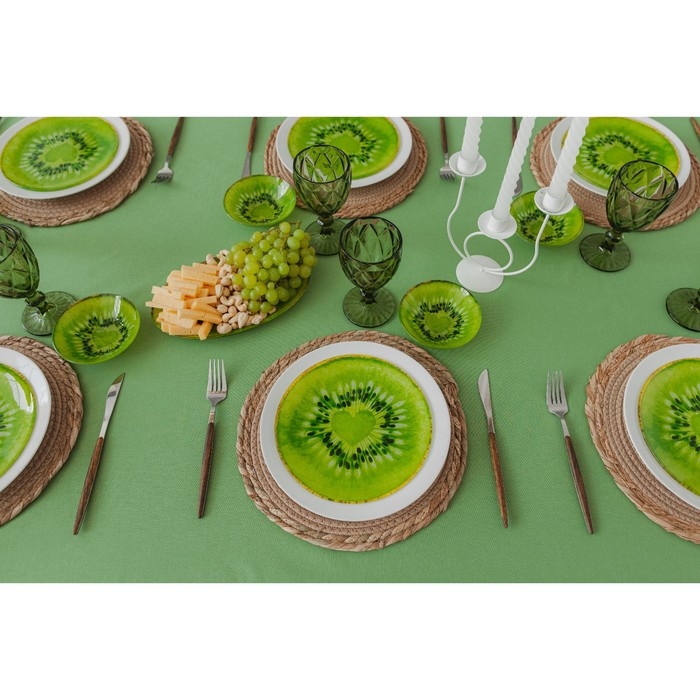 Тарелка стеклянная Доляна &laquo;Романтичный киви&raquo;, d=20 см, цвет зелёный