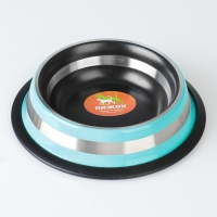 Миска с нескользящим основанием двухцветная с полосой, 230 мл, бирюзовая Миска с нескользящим основанием двухцветная с полосой, 230 мл, бирюзовая