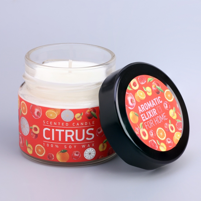 Свеча ароматическая в банке Свеча ароматическая в банке "Апельсин и гранат", совый воск, 80 г