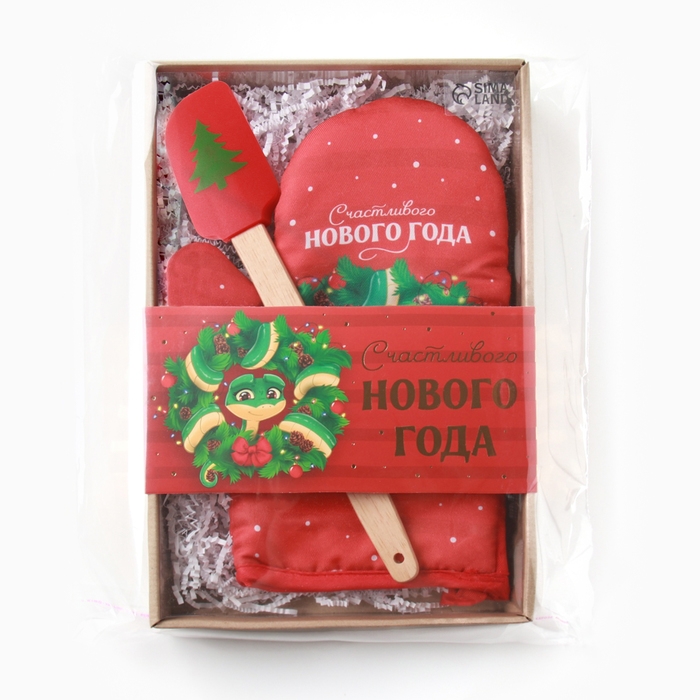 Набор подарочный Доляна "Символ года": варежка-прихватка, лопатка силикон