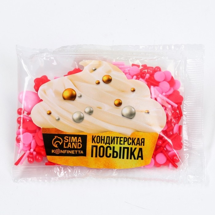 Посыпка кондитерская фигурная «Сердечки»: красная, розовая, 25 г. Посыпка кондитерская фигурная «Сердечки»: красная, розовая, 25 г.