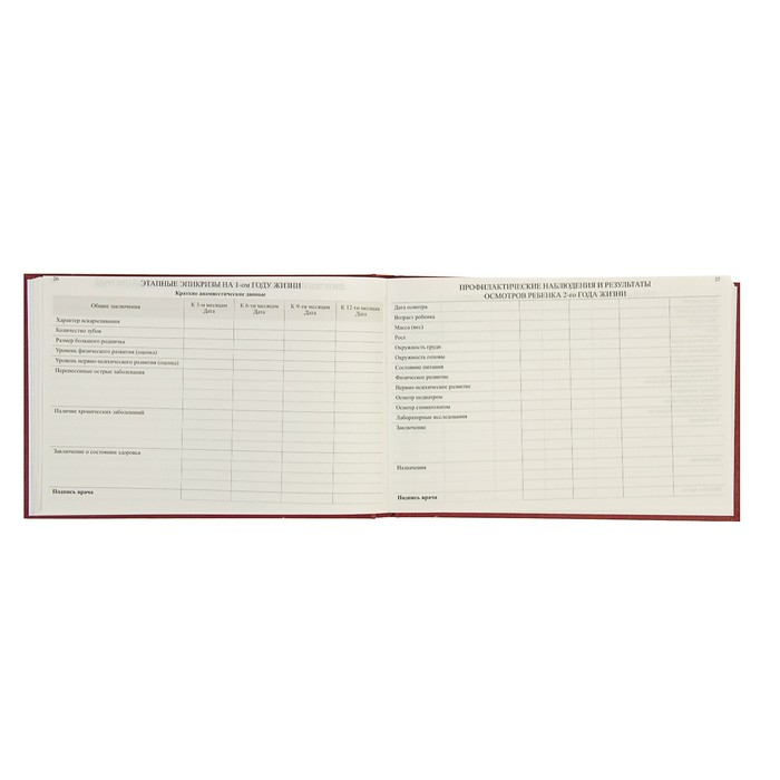 Медицинская карта ребёнка "История развития" А5, 205 х 150 мм, форма 112, красная, твёрдая обложка, 96 листов