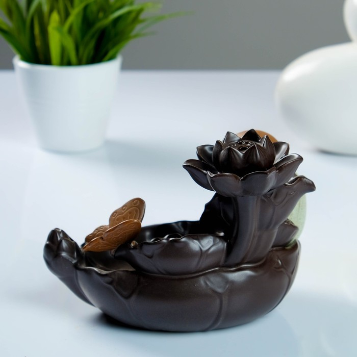 Подставка для благовоний Подставка для благовоний "Бабочка на лотосе" 14х16х12см