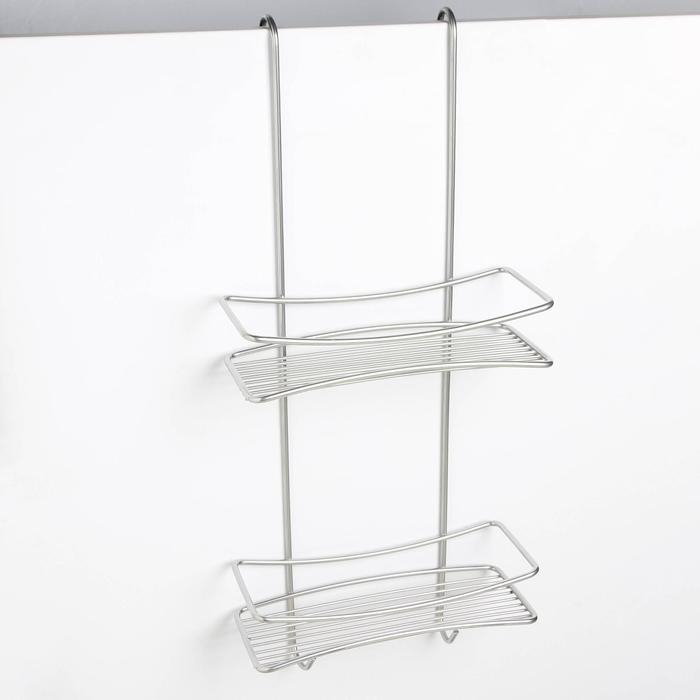 Полка навесная для душевой кабины 2-х ярусная Полка навесная для душевой кабины 2-х ярусная "Лагуна", цвет хром