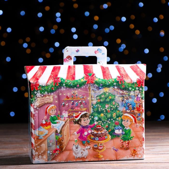 Новый год. Подарочная коробка "Новогодняя кондитерская" 25 х 9 х 19,5 см.