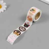 Наклейка бумага "Котятки" d=2,5 см 252 шт в рулоне Наклейка бумага "Котятки" d=2,5 см 252 шт в рулоне