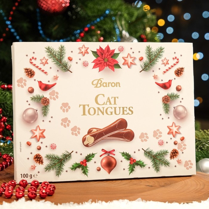 Шоколад молочный Шоколад молочный "Кошачий поцелуй" с белым шоколадом и пралине, 100 г, Новый год