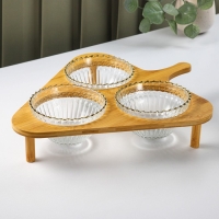 Набор салатников стеклянных на подставке &laquo;Ронда&raquo;, 350 мл, 37,5&times;32,5&times;7 см, 3 шт