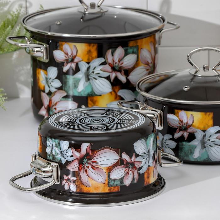 Набор кастрюль &laquo;Адель 5-1 Элит&raquo;, 3 предмета: 1,9 л, 2,5 л, 5 л, индукция