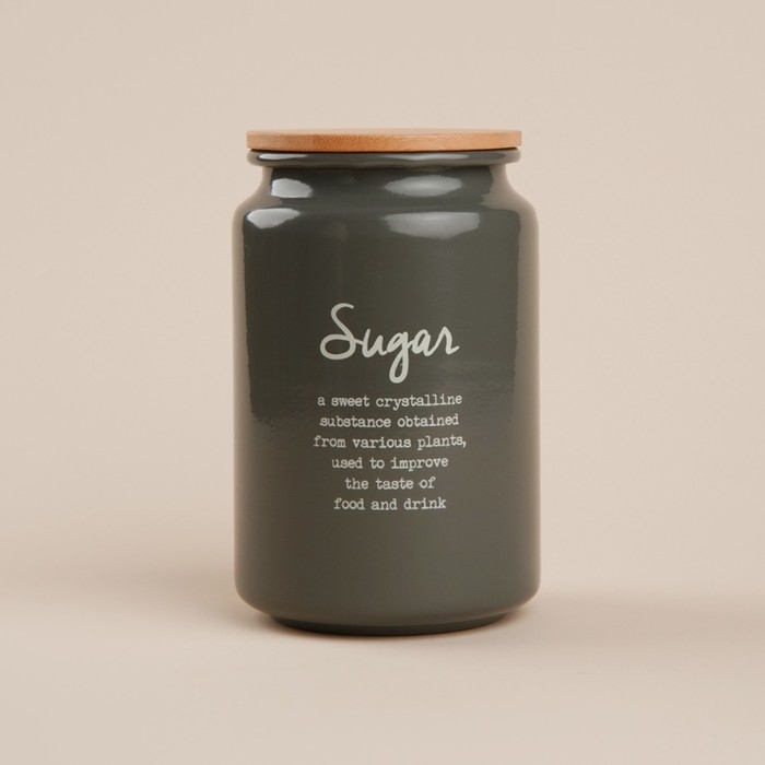 Банка для сахара SL Home, 9,5&times;14 см, цвет серый, с бамбуковой крышкой