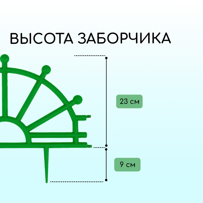 Ограждение декоративное, 32 &times; 280 см, 7 секций, пластик, зелёное, &laquo;Штурвал&raquo;