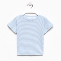 Футболка детская в полоску KAFTAN "Basic line", р.32 (110-116 см), голубой/белый