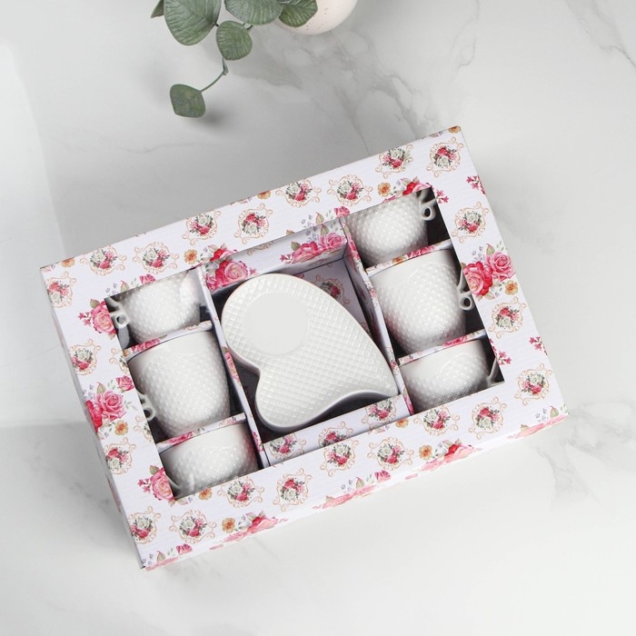 Сервиз чайный керамический &laquo;Эстет&raquo;, 12 предметов: 6 чашек 200 мл, 6 блюдец 14&times;11,5 см