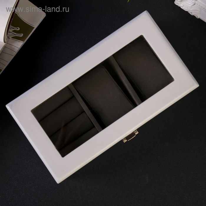 Шкатулка дерево 2 отделения под часы и бижутерию Шкатулка дерево 2 отделения под часы и бижутерию "Стиль" белая 10,5х7х19,2 см