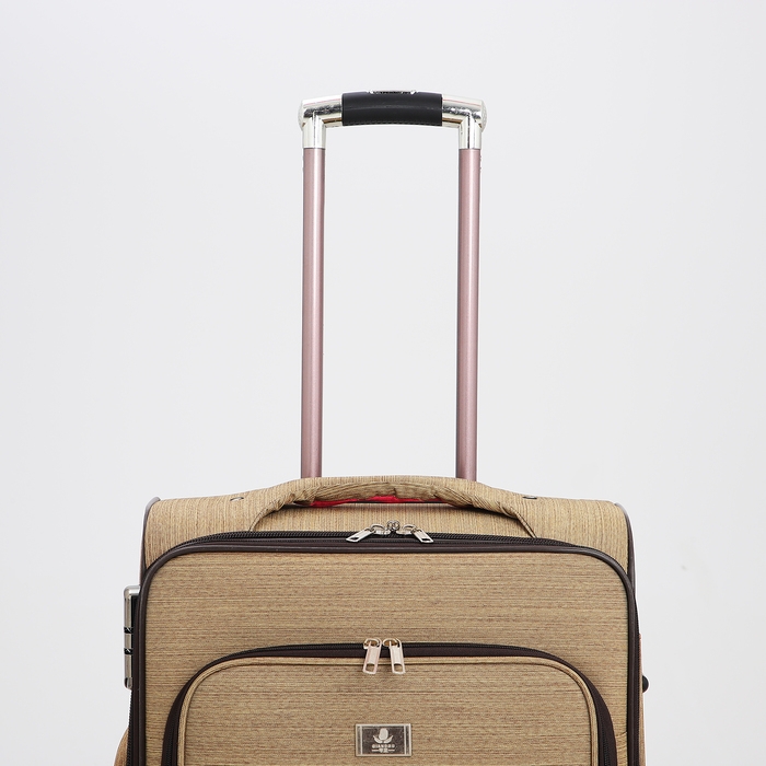 Чемодан средний 52 л (M), отдел на молнии, с расширением, кодовый замок, цвет бежевый