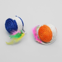 Шар из сизали с перьями "Лоретта", 6.5 см, микс цветов