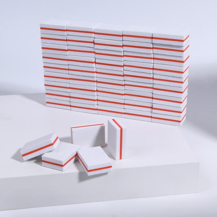 Бафы наждачные для ногтей, набор 50 шт, двухсторонние, 3,5 &times; 2,5 см, цвет белый