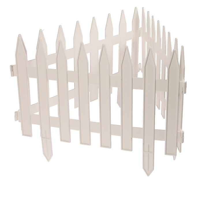 Ограждение декоративное, 35 &times; 210 см, 5 секций, пластик, белое, GOTIKA, Greengo
