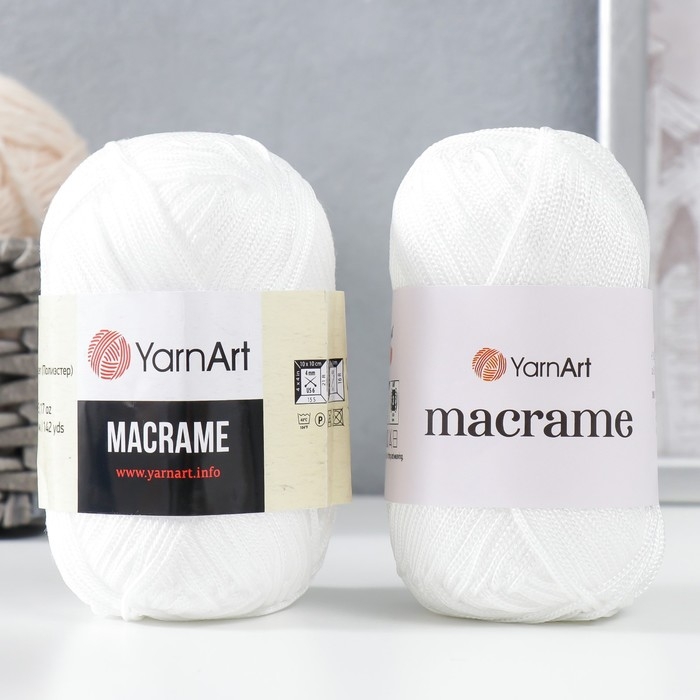 Пряжа Пряжа "Macrame Макраме" 100% полиэстер 130м/90гр (154 белый)