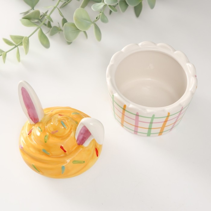 Шкатулка керамика Шкатулка керамика "Пирожное с зайчьими ушками" 8,8х8,5х12 см