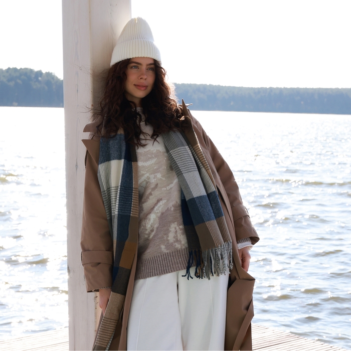 Шарф зимний с кистями MINAKU 65*180 + 8 см клетка Шарф зимний с кистями MINAKU 65*180 + 8 см клетка