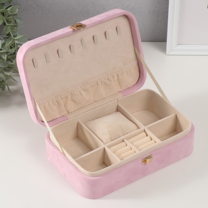 Шкатулка текстиль для украшений Шкатулка текстиль для украшений "Бант" нежно-розовый 22х14,5х7 см