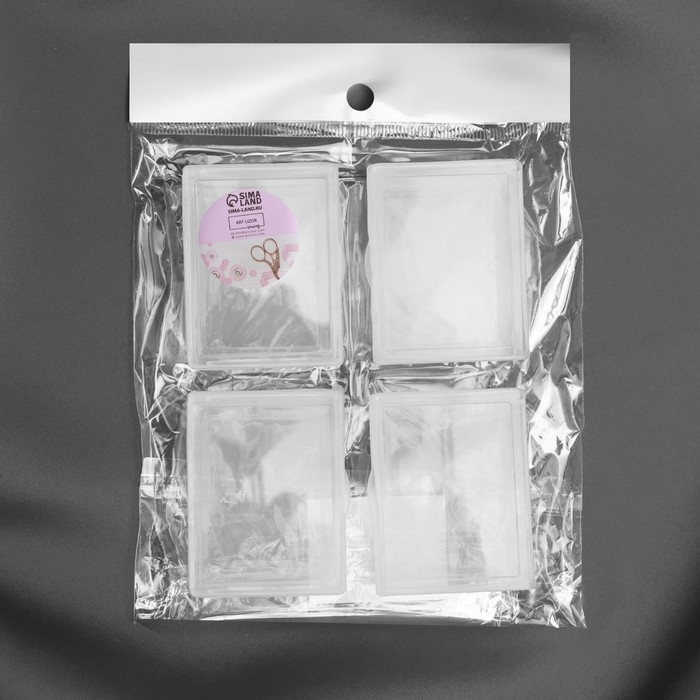 Контейнеры для хранения мелочей, 5,4 &times; 4,3 &times; 2,3 см, 4 шт, цвет прозрачный