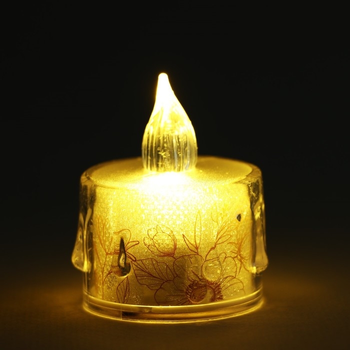 Свеча светодиодная с цветами, мод. СВ-23 &laquo;Цветы&raquo;, 5 х 3,8 см.