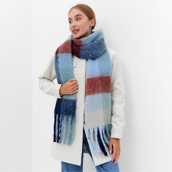 Шарф зимний объемный с кистями MINAKU клетка 210*38+18 см Шарф зимний объемный с кистями MINAKU клетка 210*38+18 см