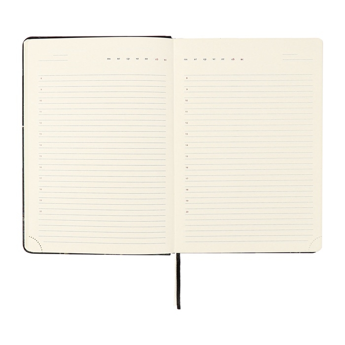 Ежедневник недатированный A5 136 листов, кожзам deVENTE. Marble, твердая обложка с поролоном, перфорация, ляссе, блок 70, черный