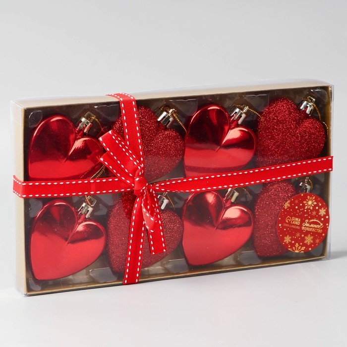 Украшение ёлочное "Романтика" (набор 8 шт) 6 см, красный