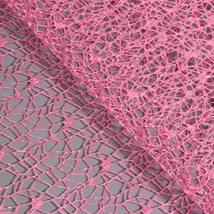 Упаковка для цветов Упаковка для цветов "Паутинка с глиттером" розовая, 48 см х 4,5 м