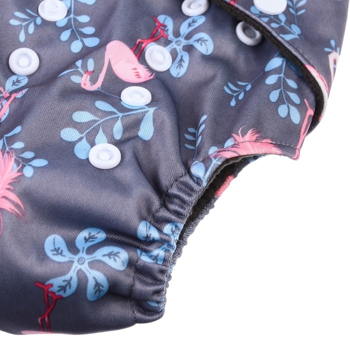 Многоразовый подгузник «Фламинго», 3-15 кг, угольно-бамбуковая ткань, цвет серый, Крошка Я Многоразовый подгузник «Фламинго», 3-15 кг, угольно-бамбуковая ткань, цвет серый, Крошка Я
